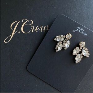 J. Crew Crystal leaf stud earrings